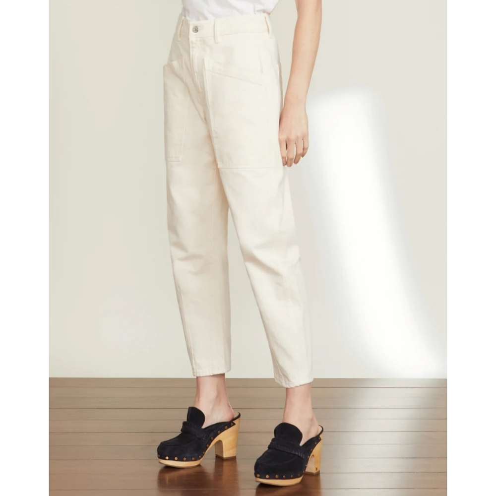 Veronica Beard Charlie Barrel Leg Jeans in Cream (High Rise)